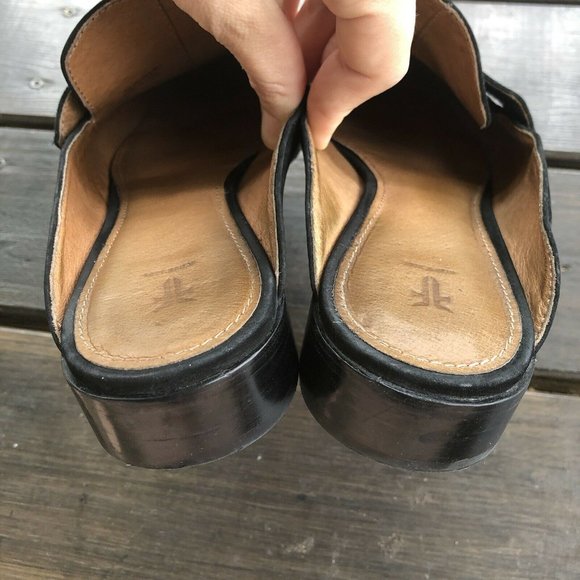 Black Frye Ellie Nubuck Leather Slip On Mules 10 - Picture 6 of 6
